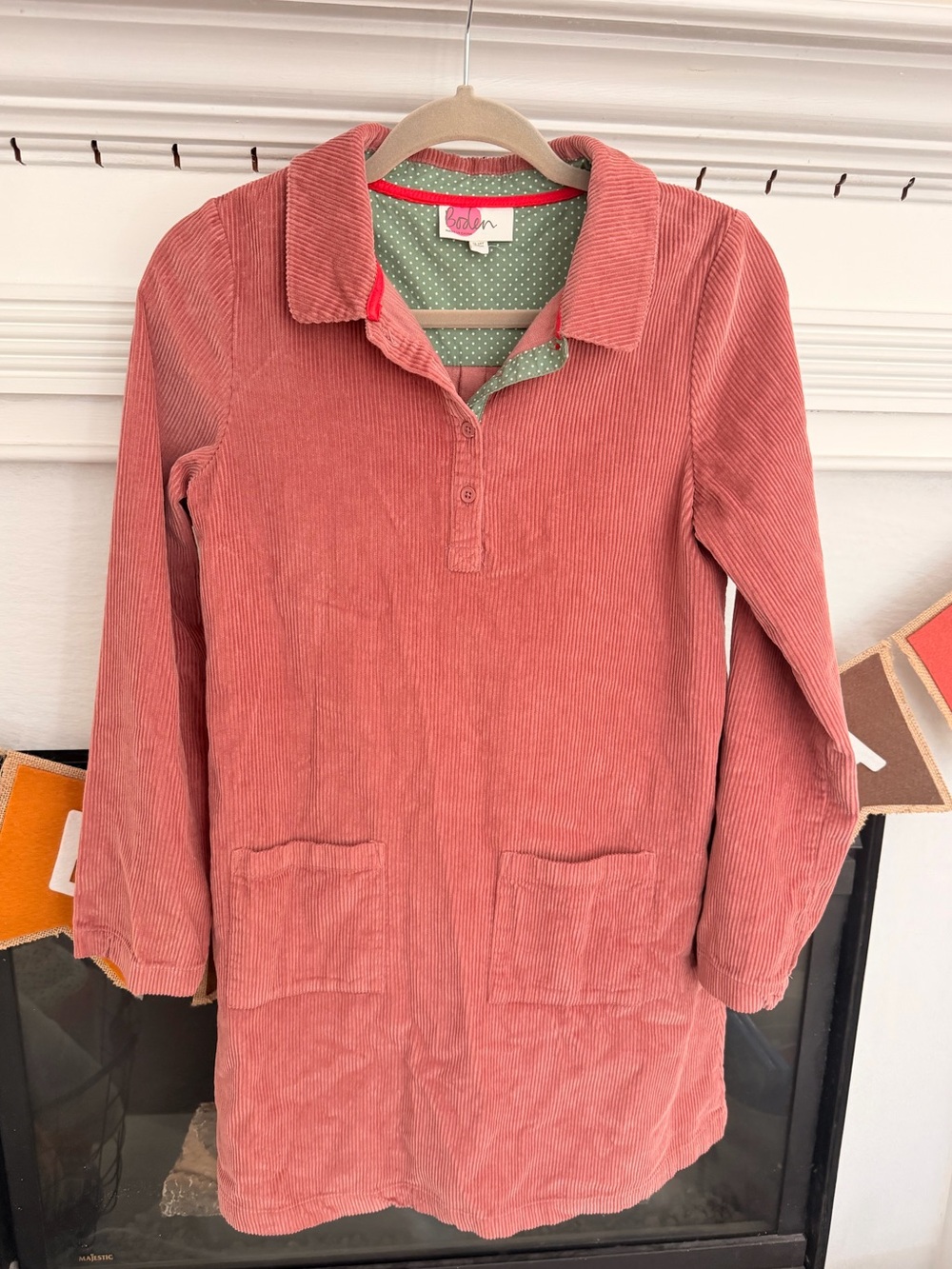 Boden Coral Pink Corduroy Polo Dress